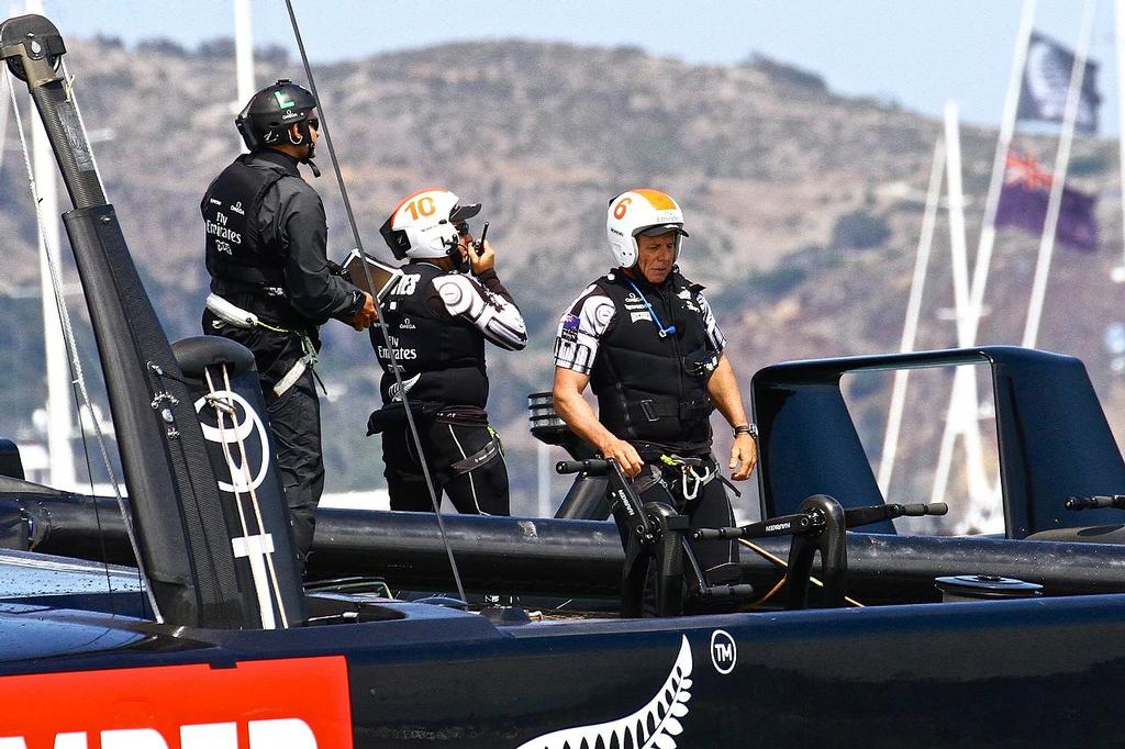 America’s Cup Day 4, San Francisco Grant Dalton (6) crosses the boat prior to the start of race 6 © Richard Gladwell www.photosport.co.nz